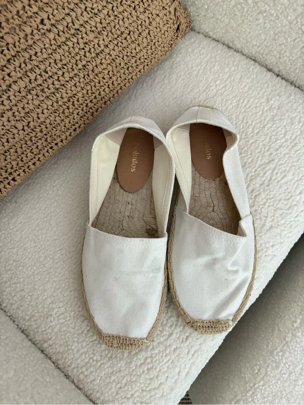 Soludos Cream Canvas Espadrille Slip-On Flats